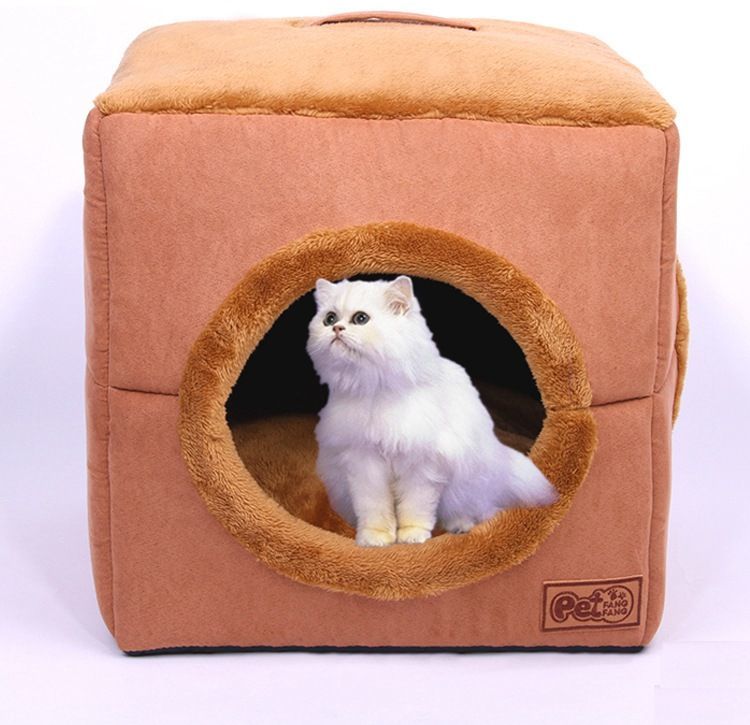 Club Forest ペットベッド カドラー ハウス 犬 猫 ペット用品 ソファー ペットグッズ 室内用 ドック キャット 可愛い かわいい サイコロ型 取っ手付き 面白い ユニーク 快適 四角