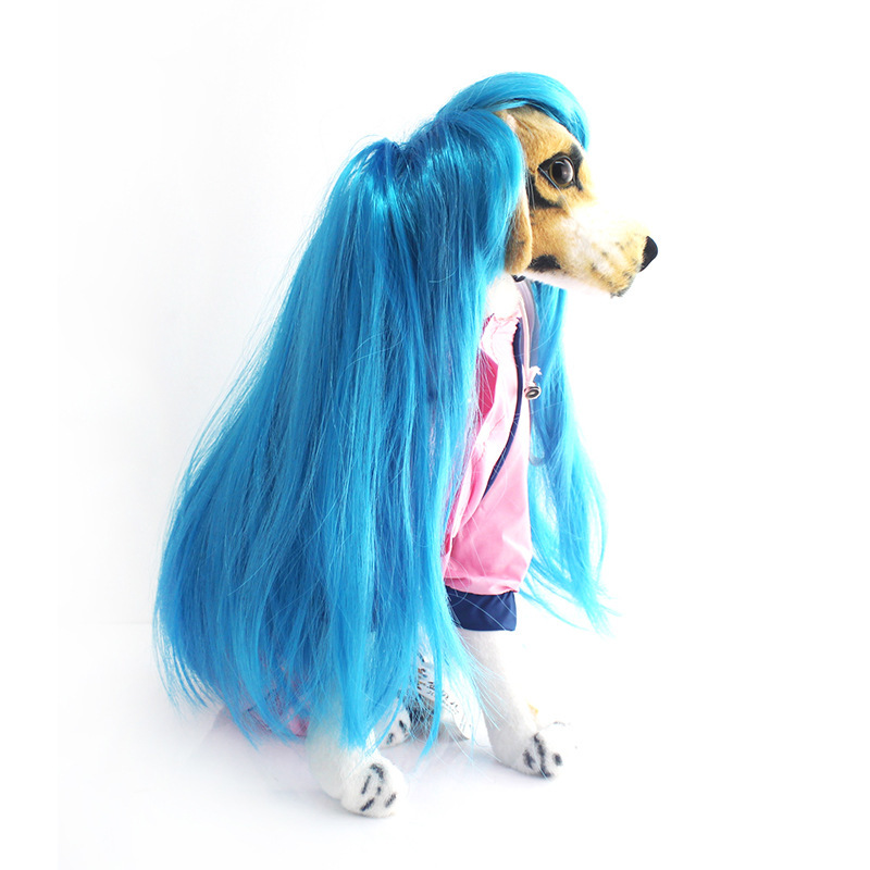 Club Forest ペット用 犬猫兼用 ウィッグ かつら カツラ Wig ストレートヘアー ブルー 青い髪 コスチューム コスプレグッズ 変身 仮装 衣装 変装 ユニーク 面白い おもしろい イベント パーティー ハロウィン ハロウィーン Halloween 犬用 イヌ用 いぬ用 猫用 ネコ用