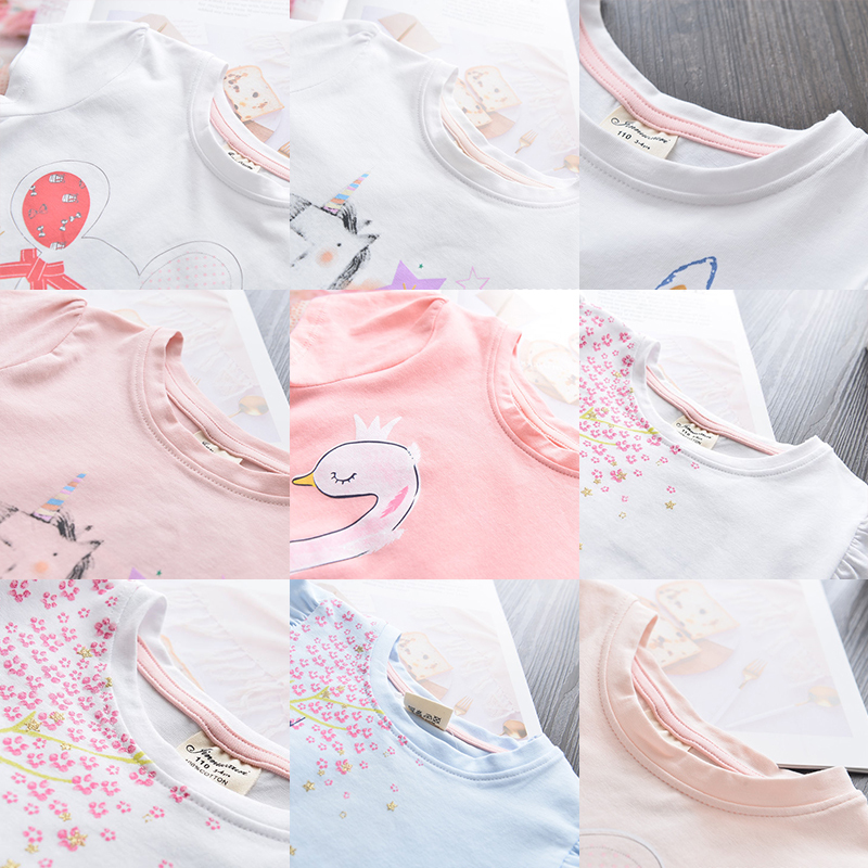 Club Forest Tシャツ 半袖 キッズ服 子供服 キッズウェア 丸首 フレンチスリーブ ウサギ ラビット ネズミ スワン 白鳥 風船 花 イラスト バルーン ピンク ミントグリーン 白 バリエーション夏 かわいい おしゃれ カジュアル 女の子 110cm 150cm